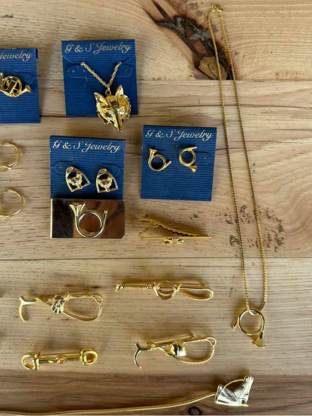 Gold Tone Vintage Equestrian Foxhunt Jewelry Lot 23 Pieces - Picture 6 of 7